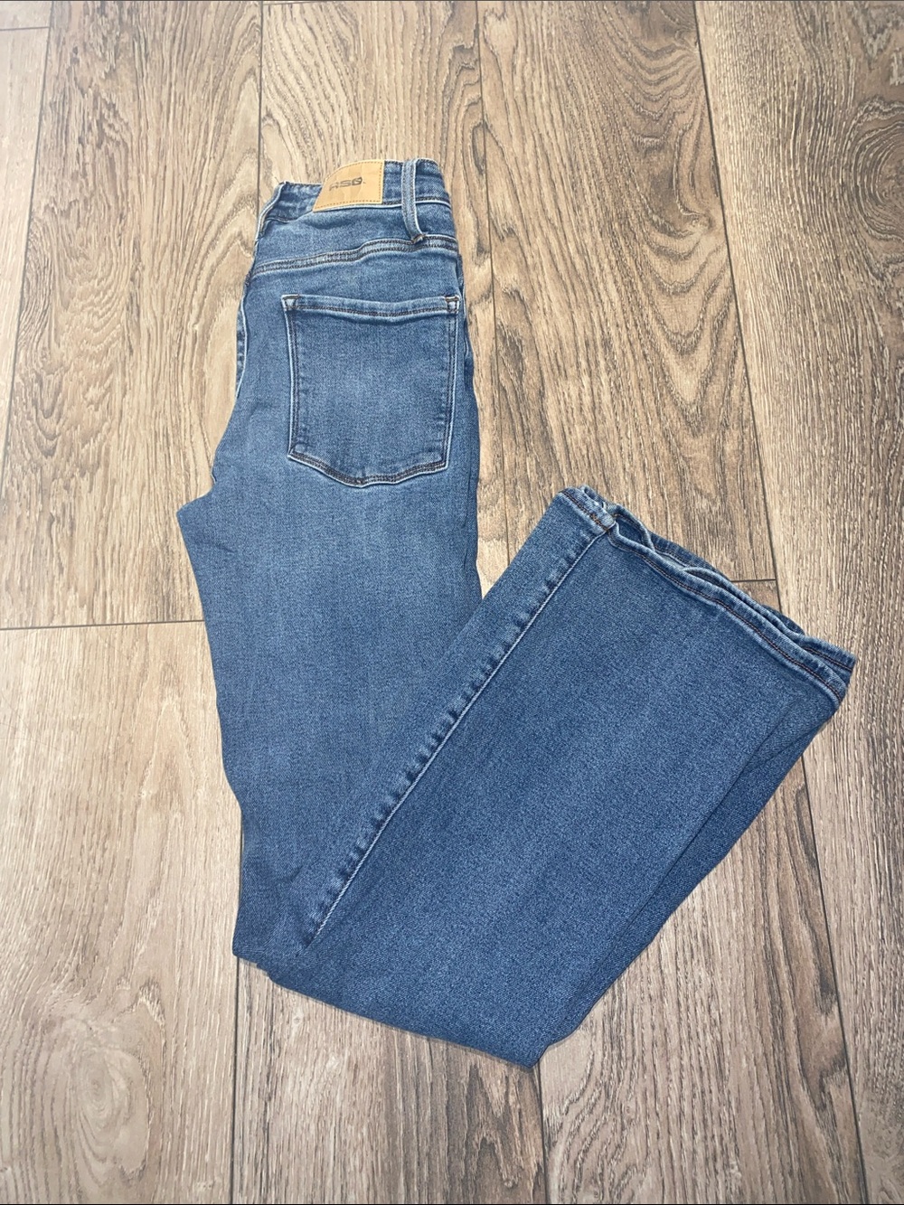 Women's Blue High Rise Flare Jeans - Picture 2 of 4